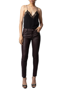Phlame trousers in crumpled leather - Chocolate