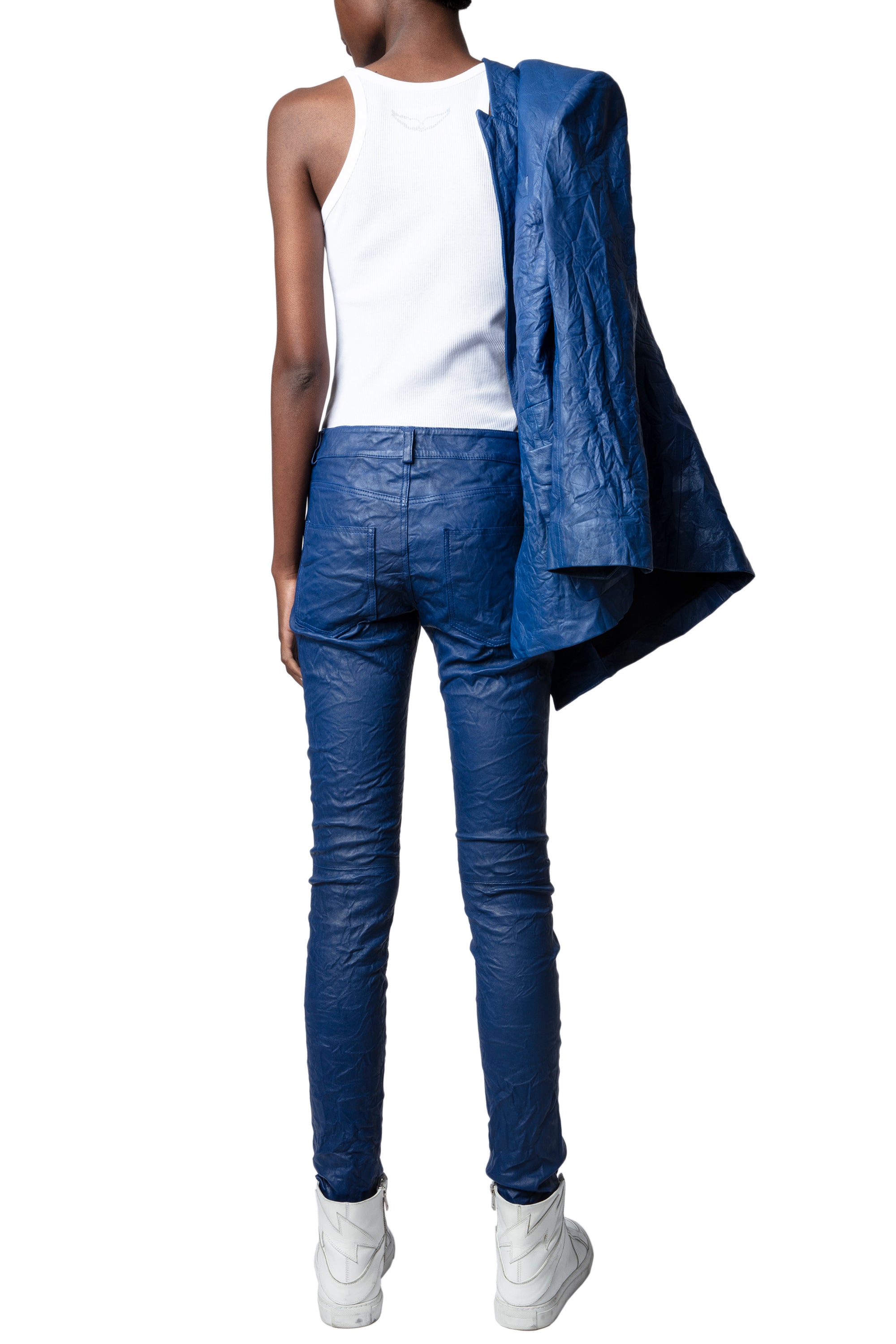 Pantalon Phlame en cuir froissé - Ocean