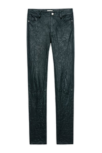 Pantalon Phlame en cuir froissé - Peacock