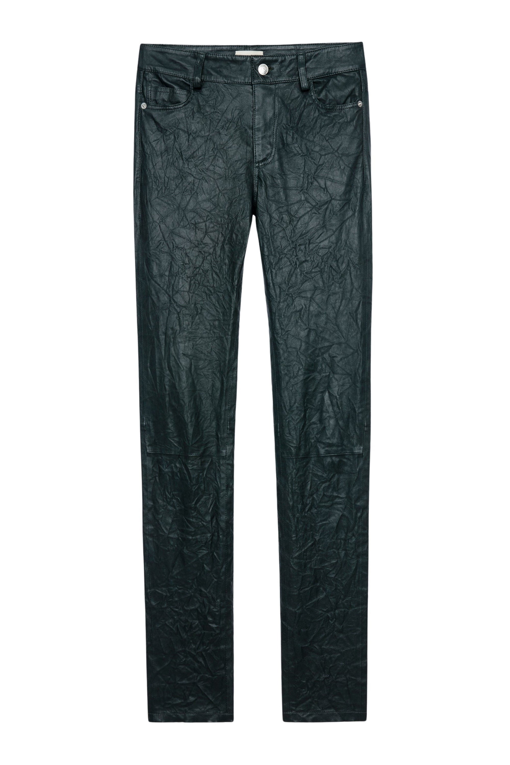 Pantalon Phlame en cuir froissé - Peacock