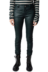 Pantalon Phlame en cuir froissé - Peacock