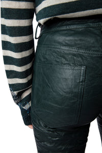 Pantalon Phlame en cuir froissé - Peacock