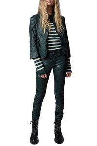 Pantalon Phlame en cuir froissé - Peacock
