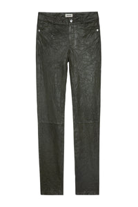 Phlame trousers in crumpled leather - Pickle