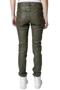 Phlame trousers in crumpled leather - Pickle