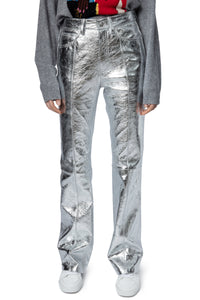 Pantalon Poète en cuir - Silver
