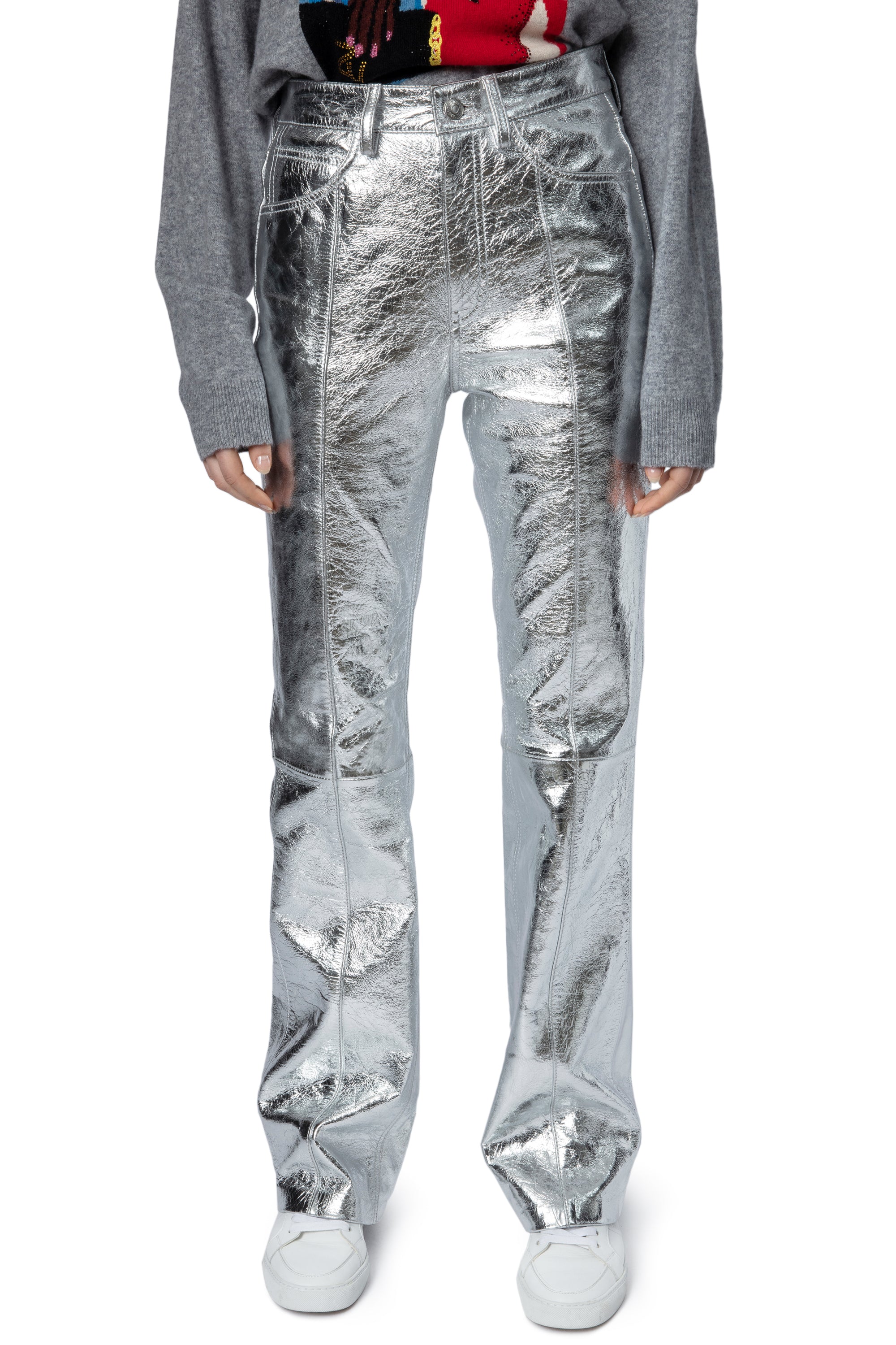Pantalon Poète en cuir - Silver