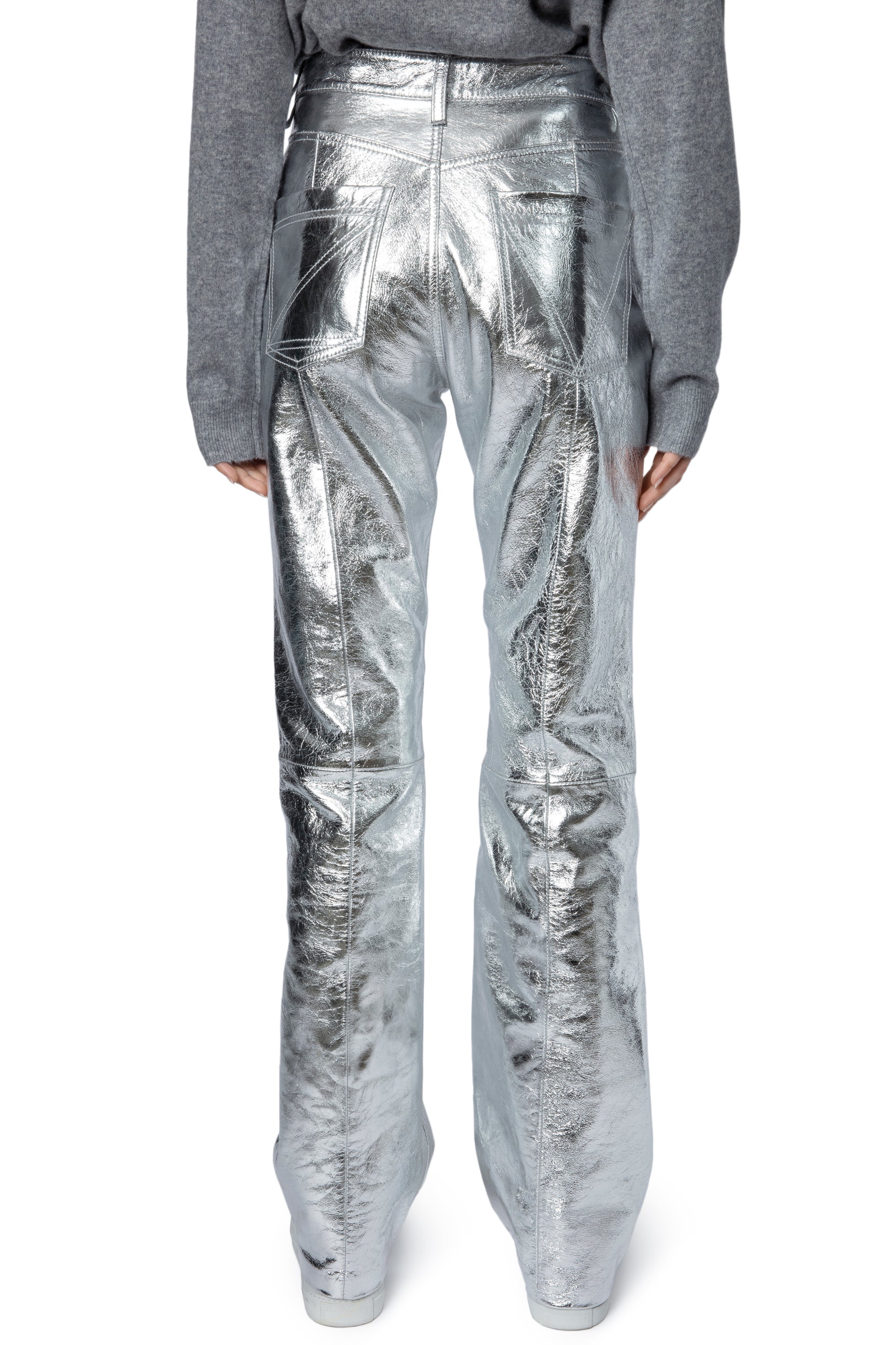 Pantalon Poète en cuir - Silver
