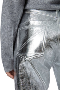 Pantalon Poète en cuir - Silver