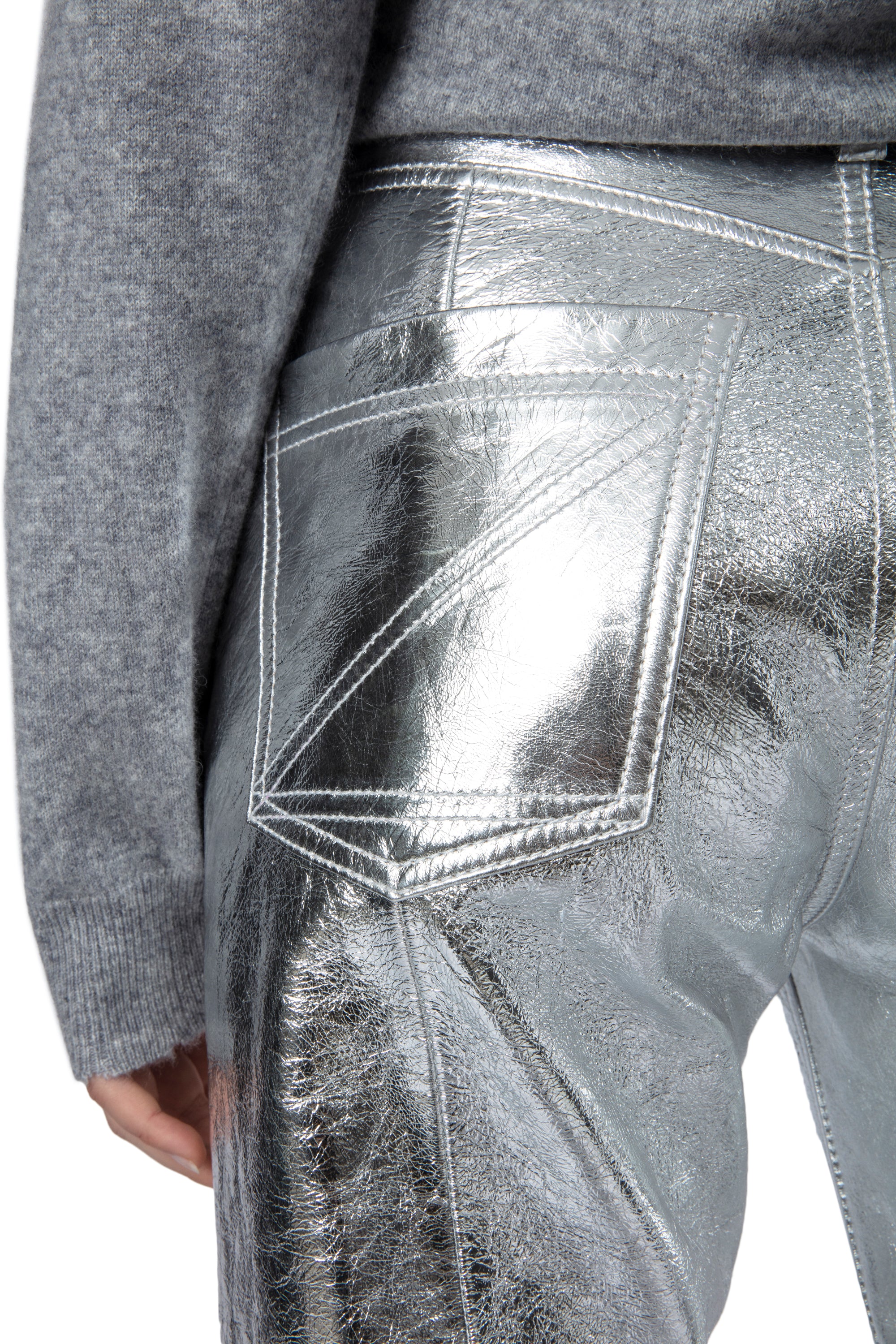 Pantalon Poète en cuir - Silver