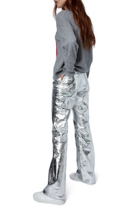 Pantalon Poète en cuir - Silver