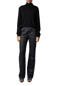 Pauline trousers in crinkled leather - Anthracite