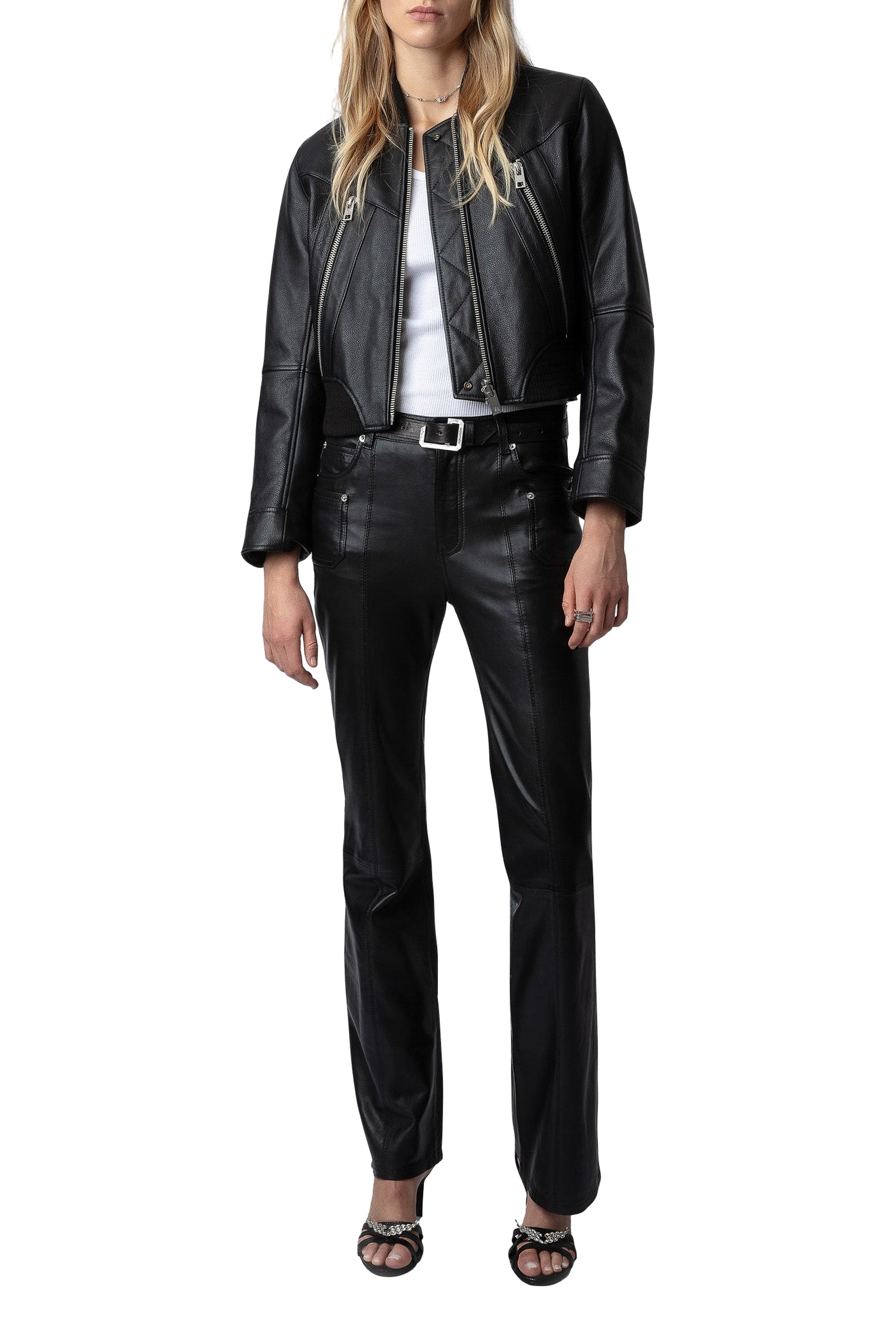 Pantalon Elvir en cuir - Noir