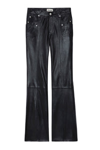 Pantalon Elvir en cuir - Noir