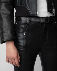 Pantalon Elvir en cuir - Noir