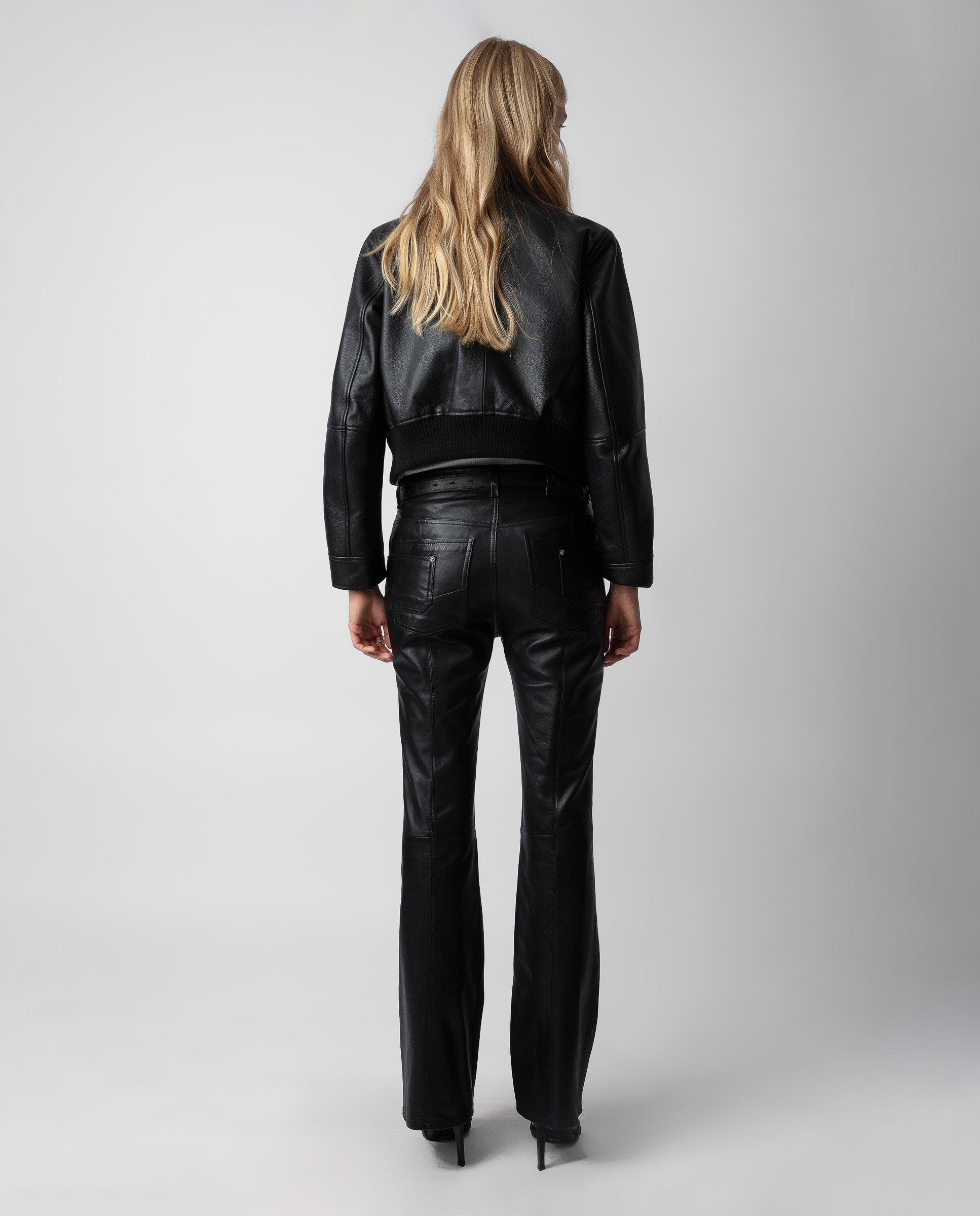 Pantalon Elvir en cuir - Noir