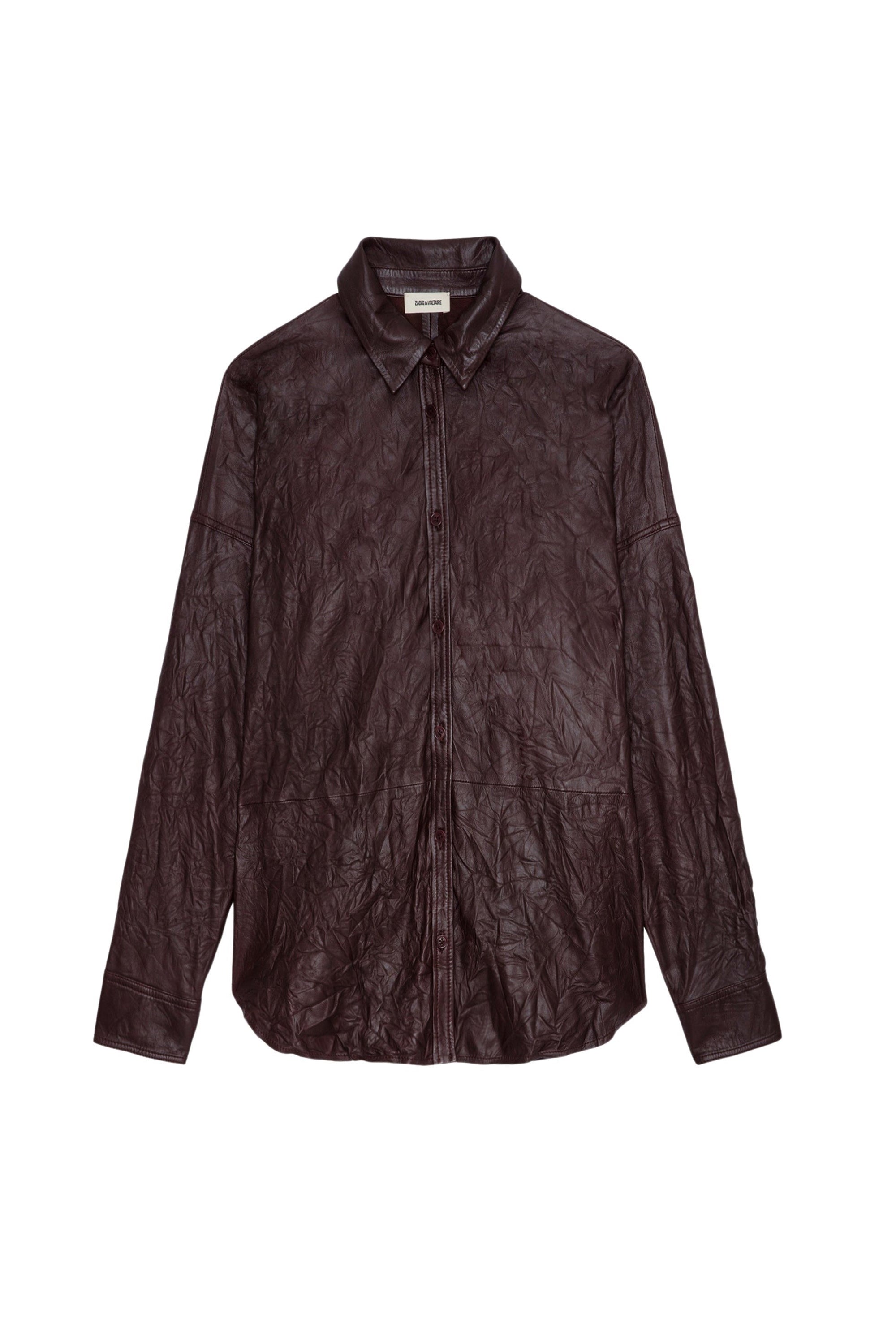 Chemise Tamara en cuir froissé - Chocolate