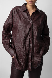Chemise Tamara en cuir froissé - Chocolate