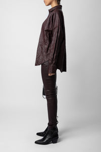 Chemise Tamara en cuir froissé - Chocolate