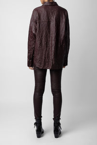 Chemise Tamara en cuir froissé - Chocolate
