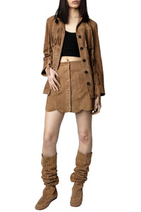 Jasia Skirt Suede leather - Bark