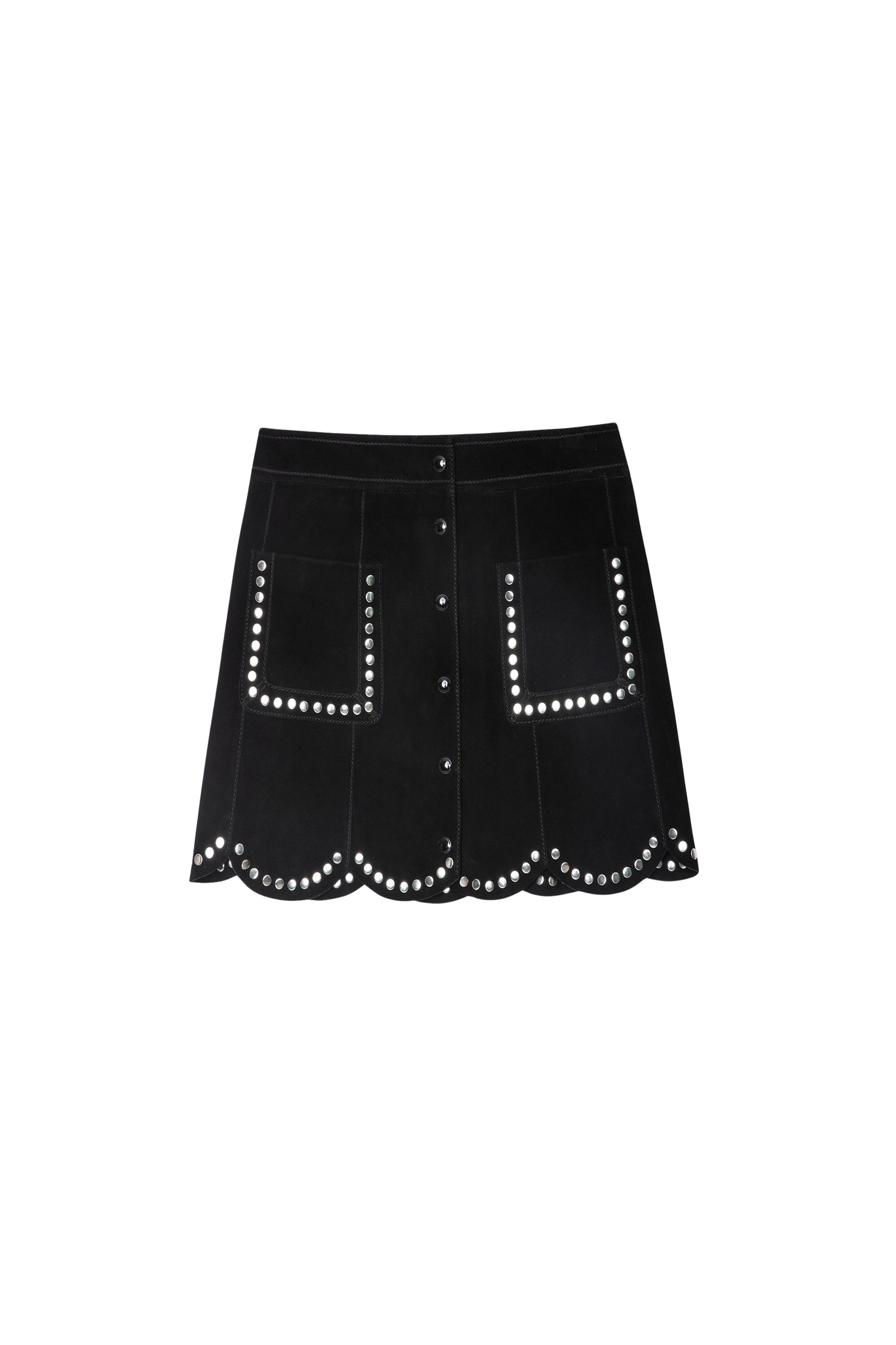 Jupe Jasia Daim Studs en cuir - Noir