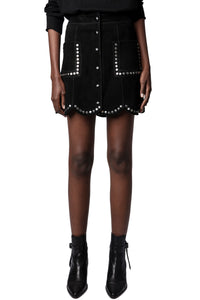 Jupe Jasia Daim Studs en cuir - Noir