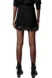 Jupe Jasia Daim Studs en cuir - Noir