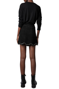 Jupe Jasia Daim Studs en cuir - Noir