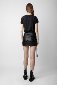 Jupe Jylo en cuir - Noir