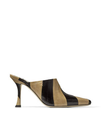 Rya 90 mules in leather - Black & Cognac