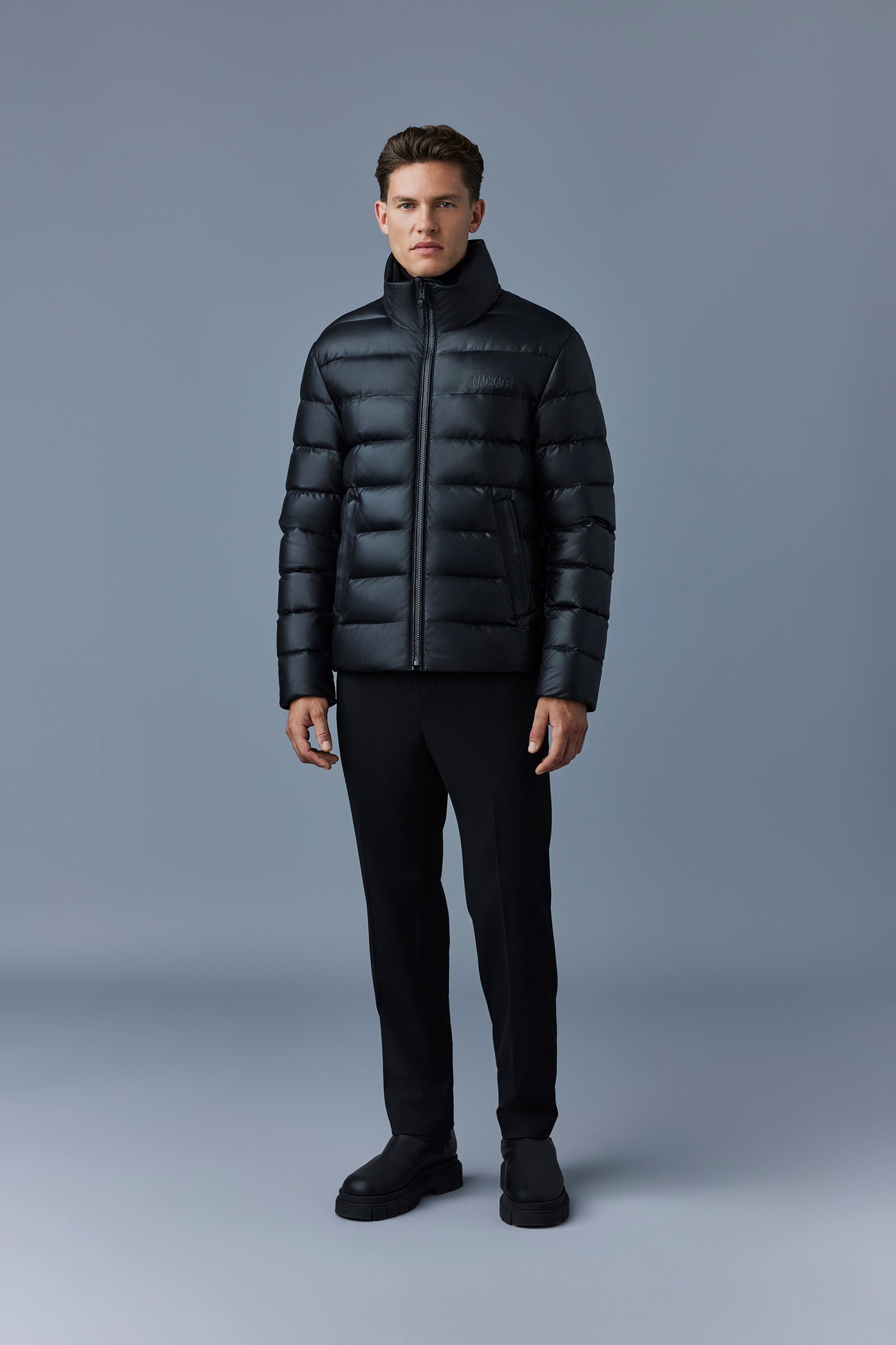 Doudoune courte Ryan en cuir - Black
