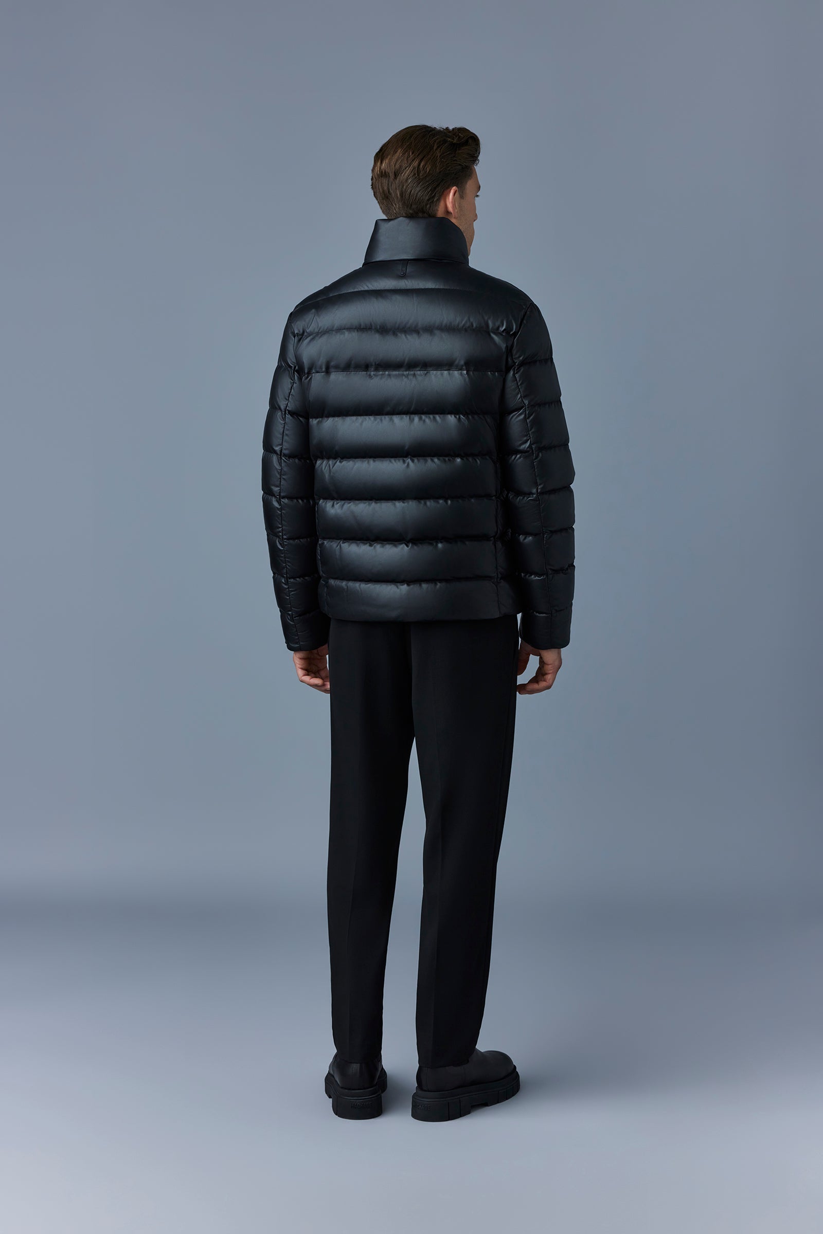 Doudoune courte Ryan en cuir - Black