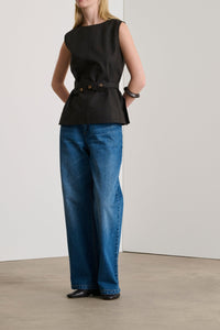 Chance sleeveless cotton blouse - Charcoal