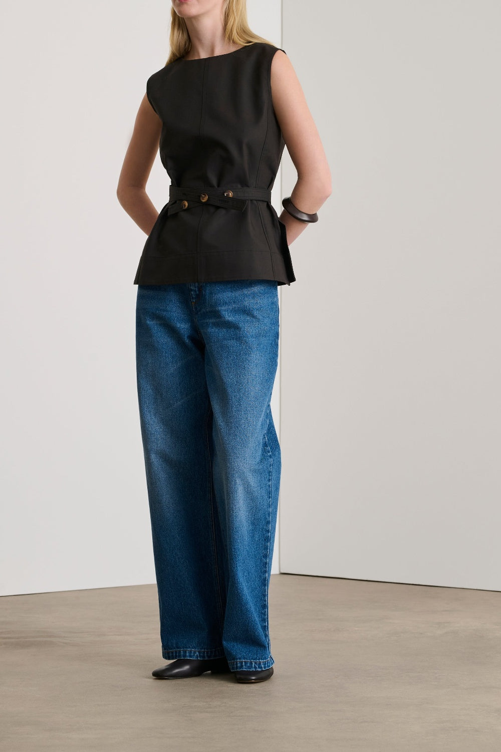 Chance sleeveless cotton blouse - Charcoal