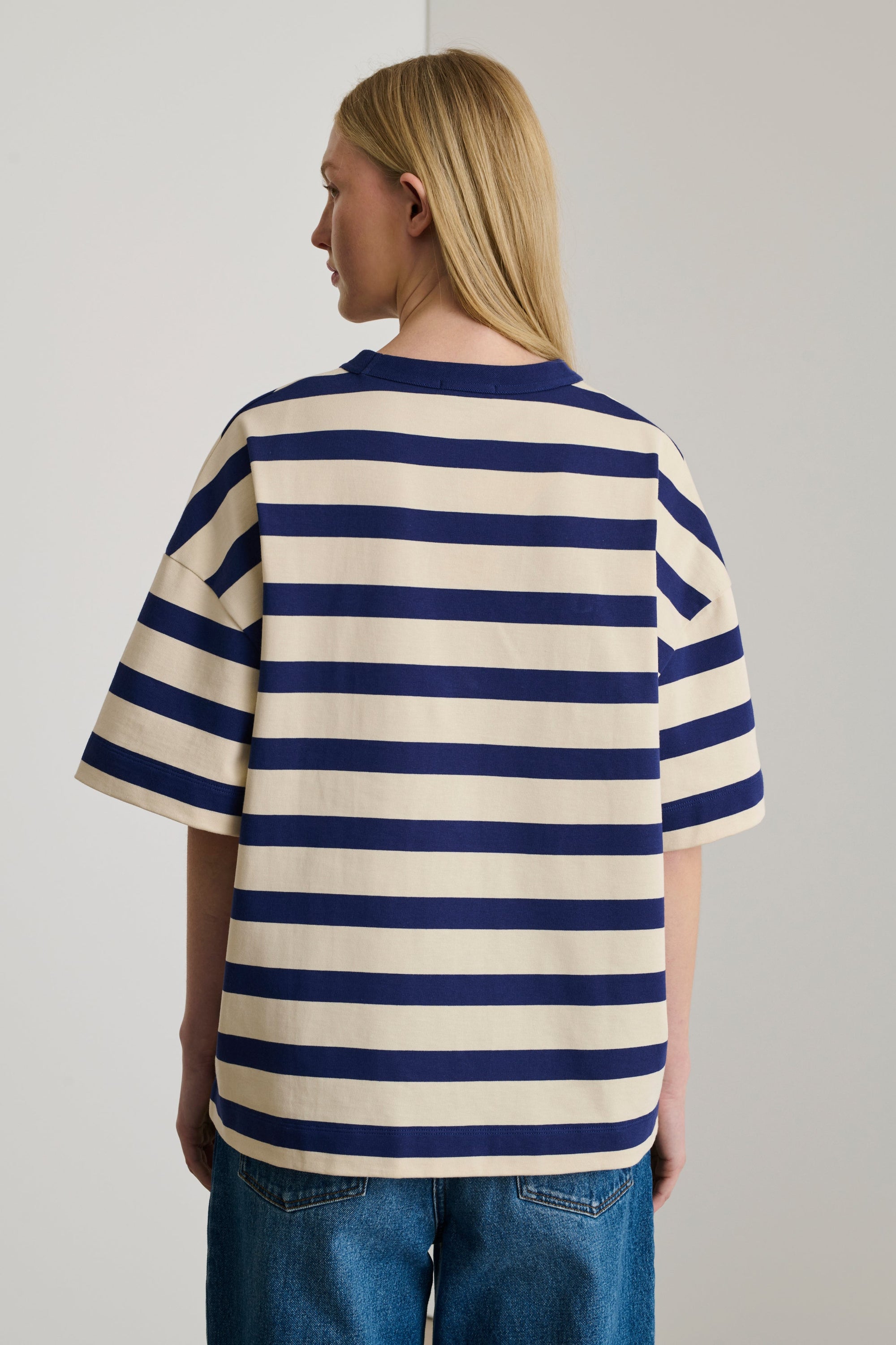 ECRU/MARINE TSHIRT MANCHES COURTES ADAM