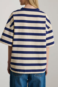 T-shirt Adam à manches courtes en coton - Écru & Marine