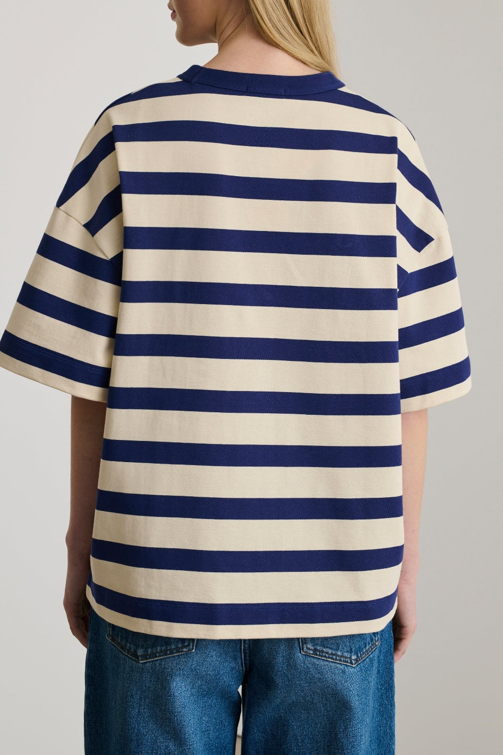 T-shirt Adam à manches courtes en coton - Écru & Marine