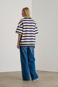ECRU/MARINE TSHIRT MANCHES COURTES ADAM