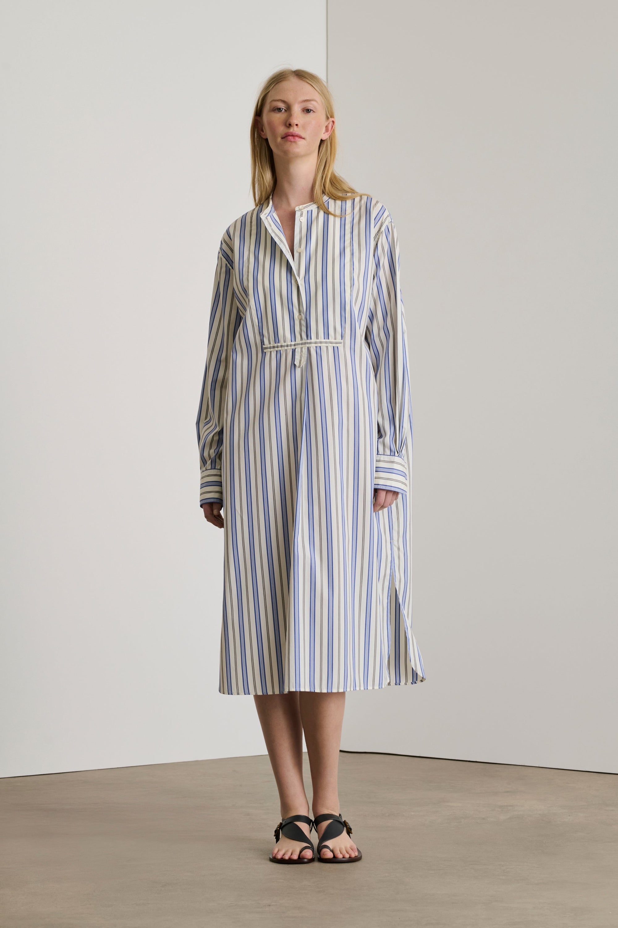 BLEU/BLANC ROBE CHAINE & TRAME DOLORES