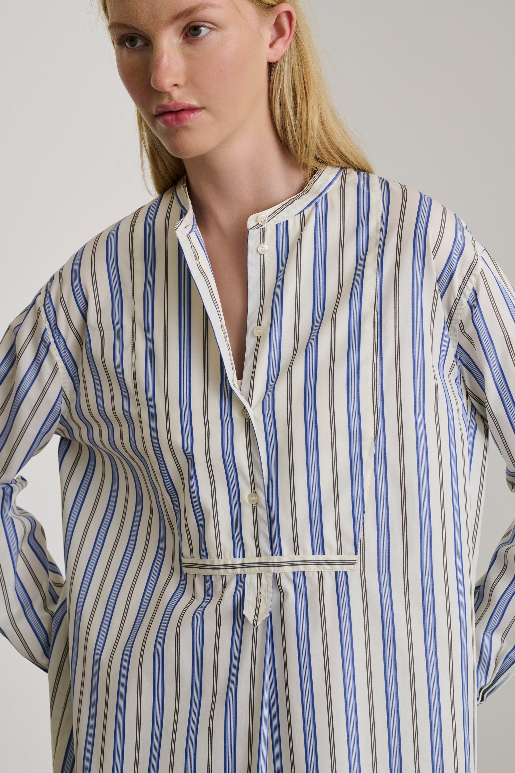 BLEU/BLANC ROBE CHAINE & TRAME DOLORES