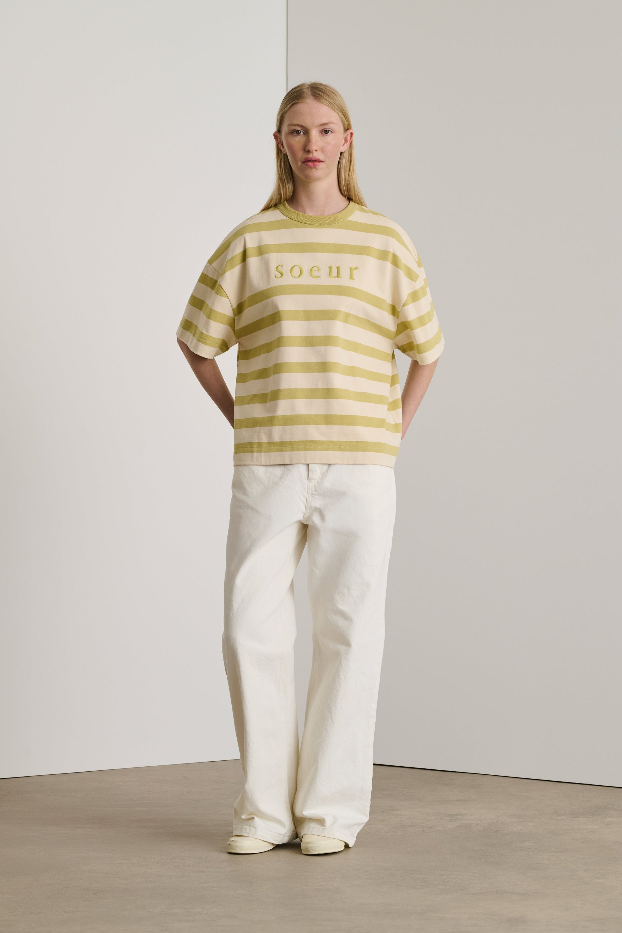 ECRU/SAUGE TSHIRT MANCHES COURTES ADAM