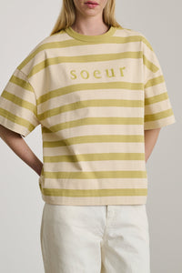 T-shirt Adam à manches courtes en coton - Écru & Sauge