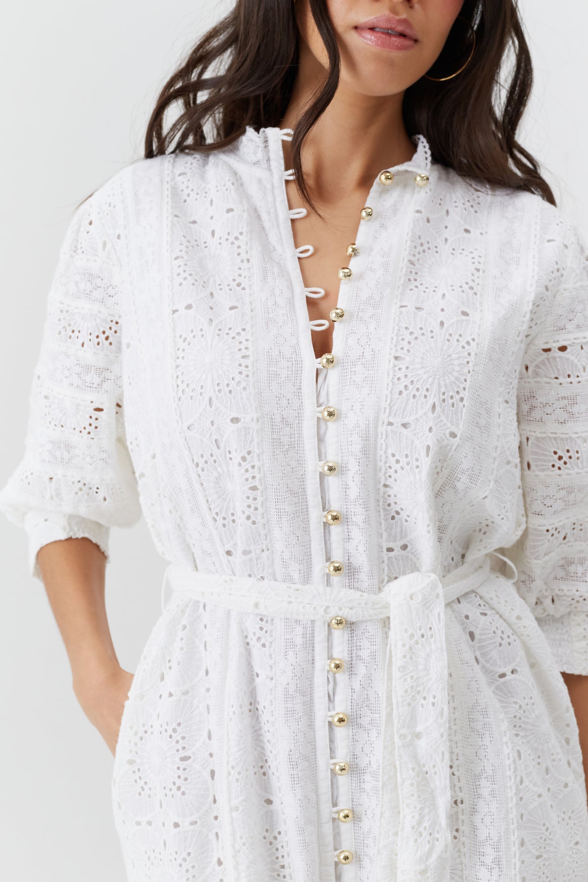 Robe Reagan à broderie - White