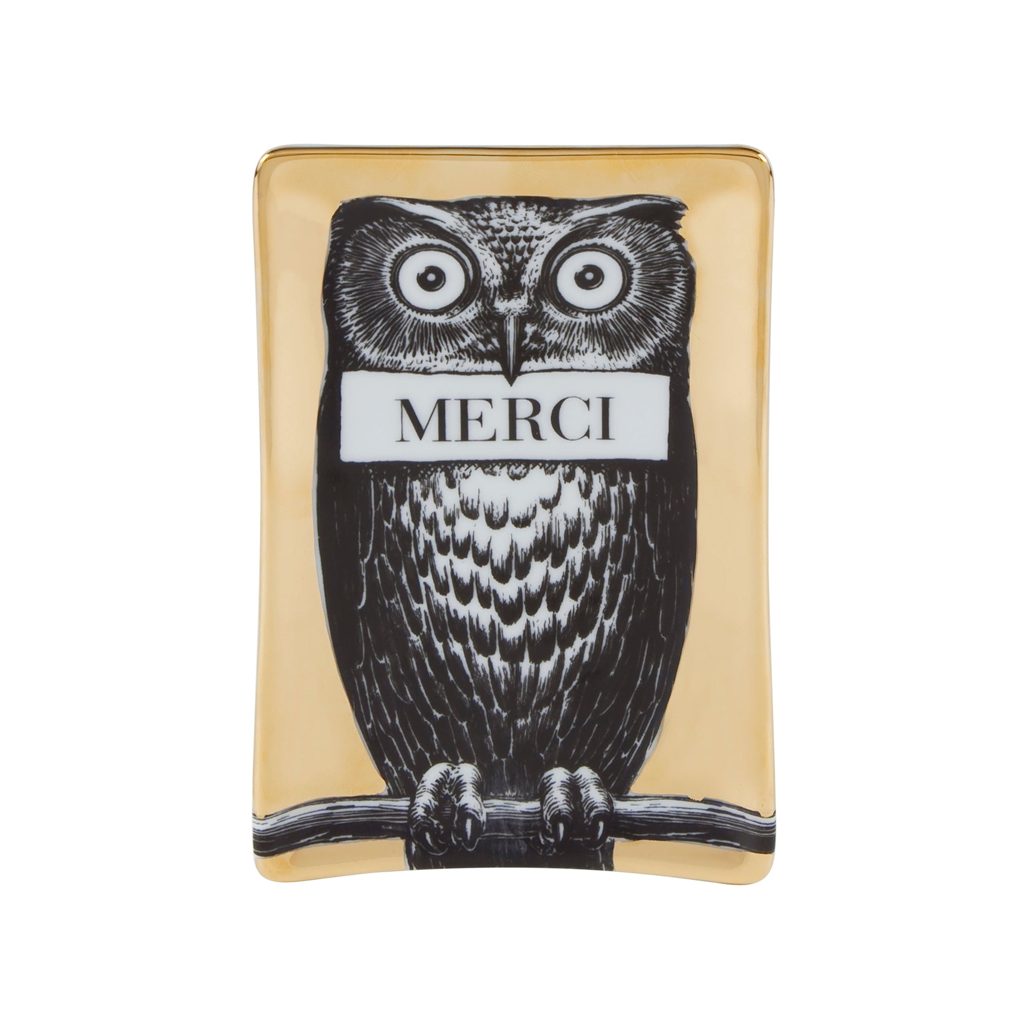 Civetta porcelain ashtray - Gold & Black & White