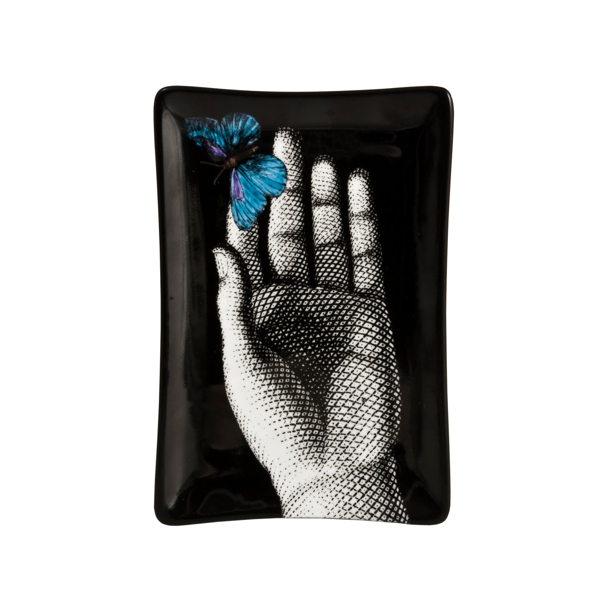Mano farfalla porcelain ashtray - Blue