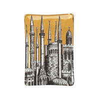 Minareti porcelain ashtray - Gold & Black & White