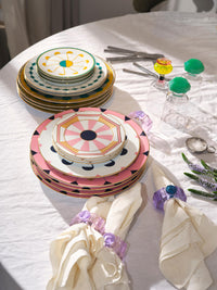 Set de 2 Assiettes à dessert Ponta - Green, Yellow & Gold