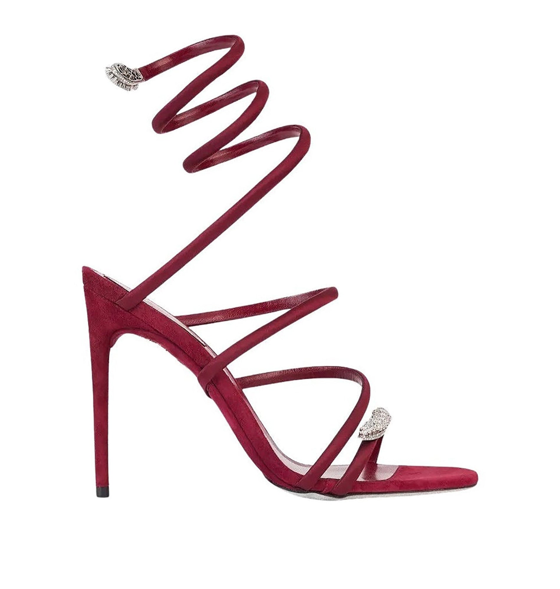 Sandales à talons Claire 105 à strass en satin - Bordeaux