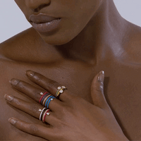 Bague Enamel sertie d'un diamant - Or Jaune & Rouge
